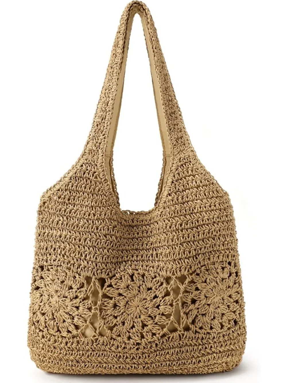 Beach Bag, Straw Beach Bags for Women, Floral Designed Beach Tote Lightweight Fo - Picture 1 of 7